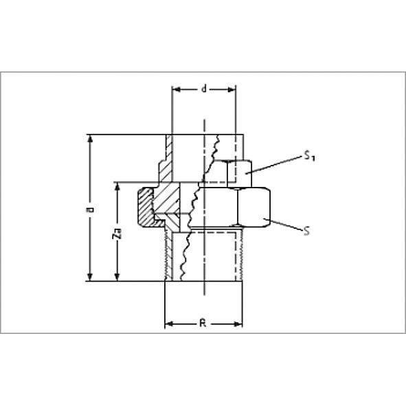 14331542 SANHA 4331G сгон ВП-НР, бронза, с плоским уплотнением 54x2 мм  - Вид №1