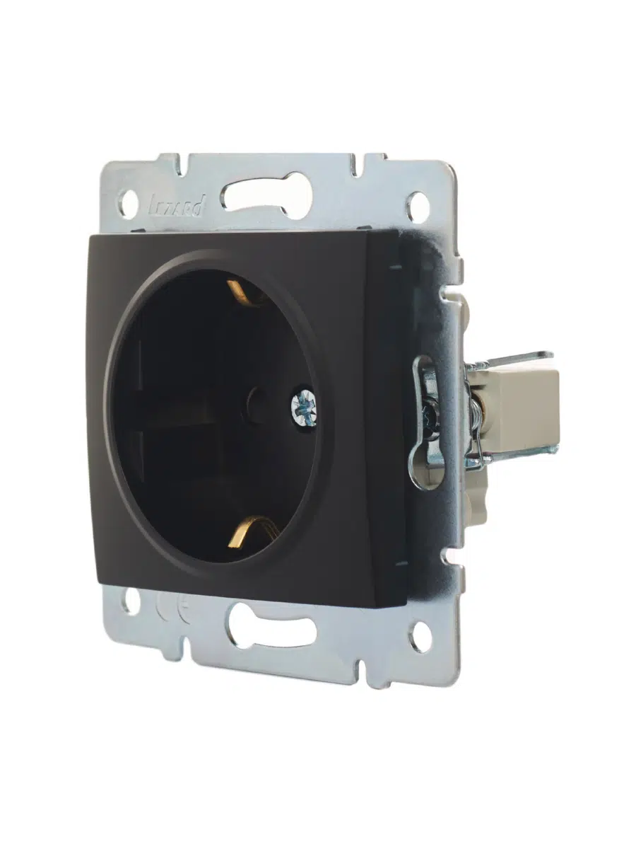 KARINA Розетка с защитой от детей сз черный бархат LEZARD 707-4288-124В - Вид №3