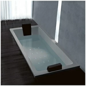 Ванна Gruppo treesse Quadra 180 V078C-SX-SE серая с аэромассажем прямоугольная встроенная левая