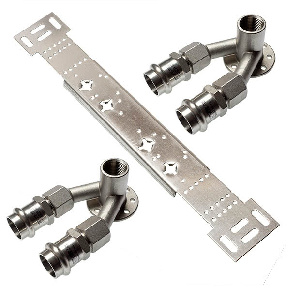 69981G151222 SANHA 9981G монтажный набор, двойная водорозетка ВР 15x1/2x22 мм  - Вид №1