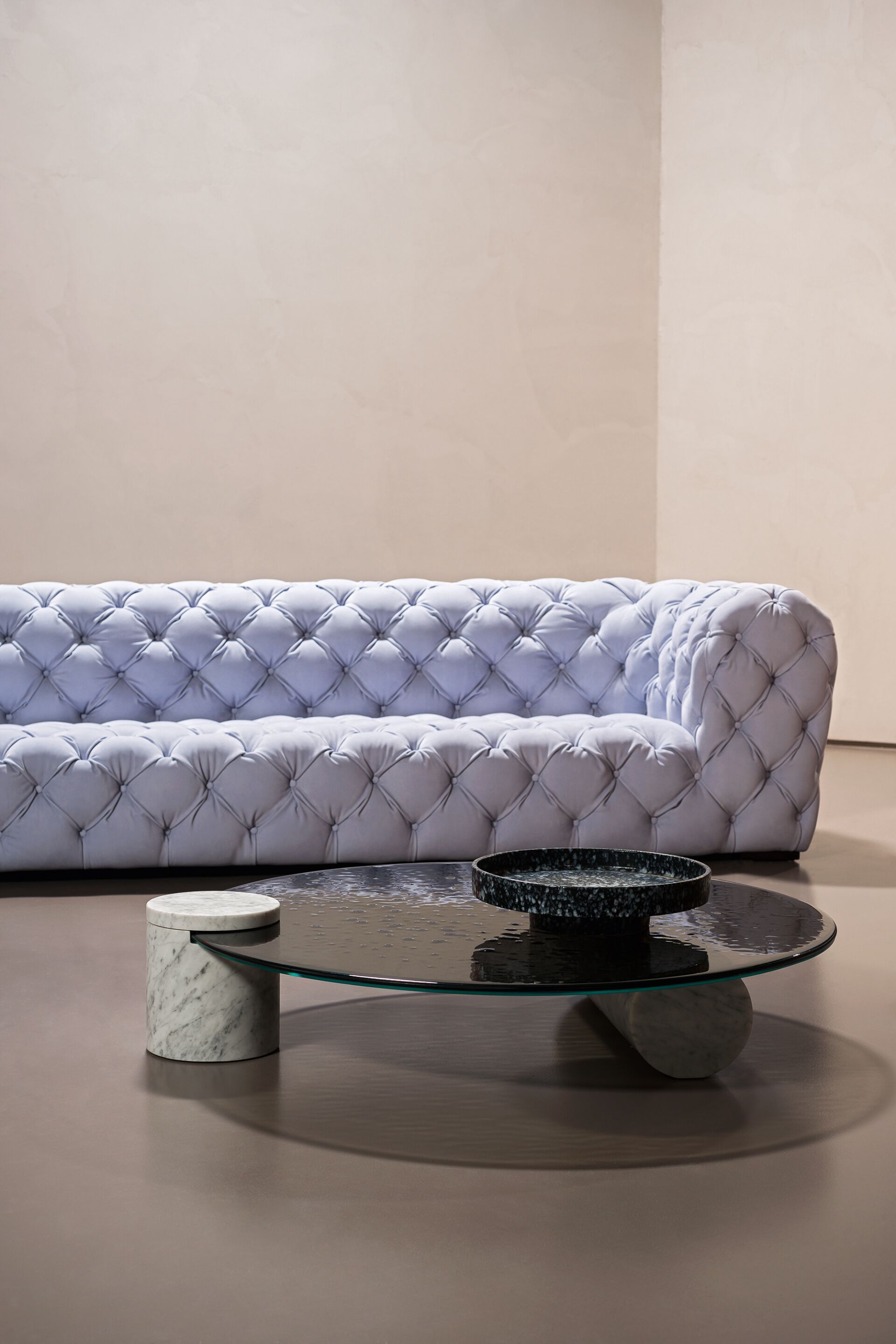 Кожаный линейный капитонный диван Baxter Chester moon ARCH-00091790 - Вид №8