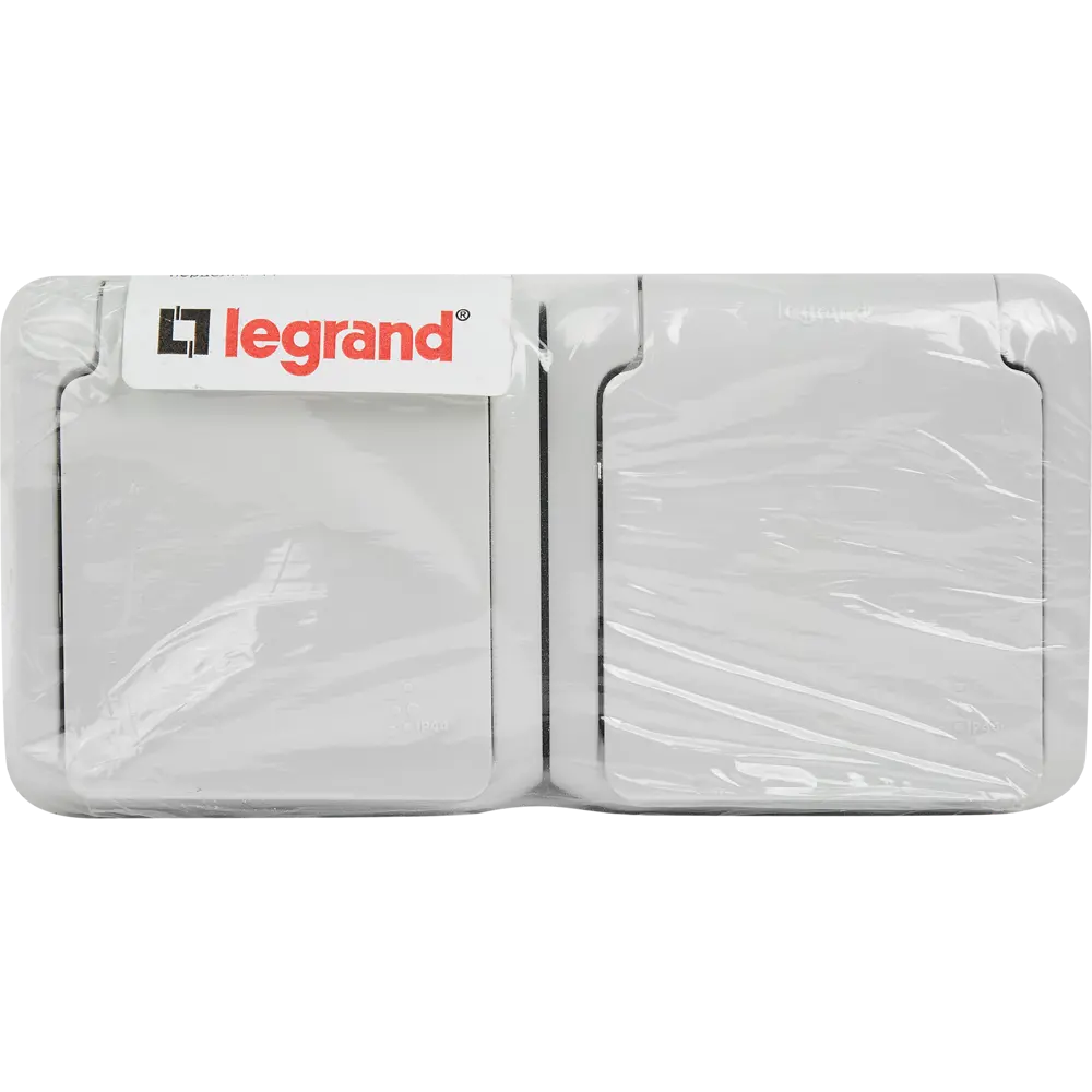 Розетка двойная накладная влагозащищённая Legrand Quteo с заземлением со шторками и крышкой цвет серый 82169728 STLM-2176510 - Вид №5