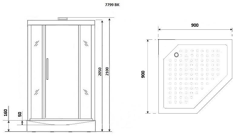 Душевая кабина NG-7799WBK (900x900х2100) низкий поддон стенки БЕЛЫЕ БЕЗ КРЫШИ 4 места Niagara Luxe - Вид №6