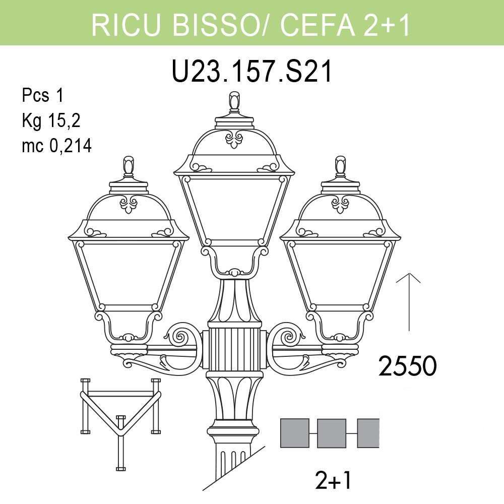 Уличный фонарь Fumagalli Ricu Bisso/Cefa 2+1 U23.157.S21.AXF1R FUMAGALLI ФОНАРЬ 268956 Черный  - Вид №1