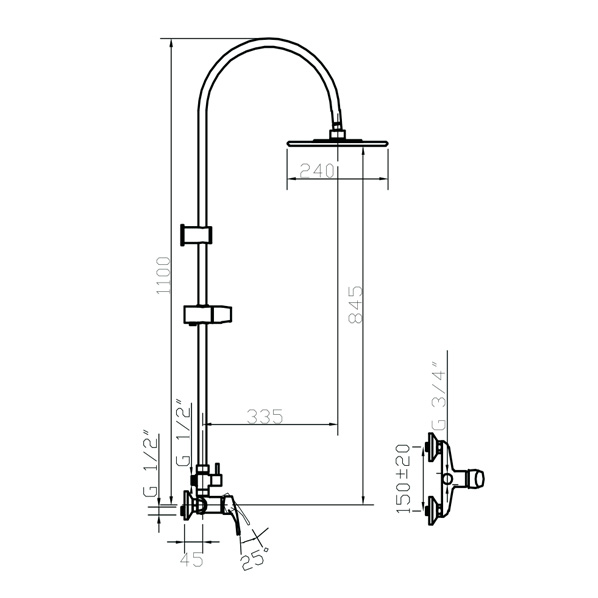 35-06/C YOUNG  Смеситель для душа  ARGO kran 3506cyoung - Вид №1