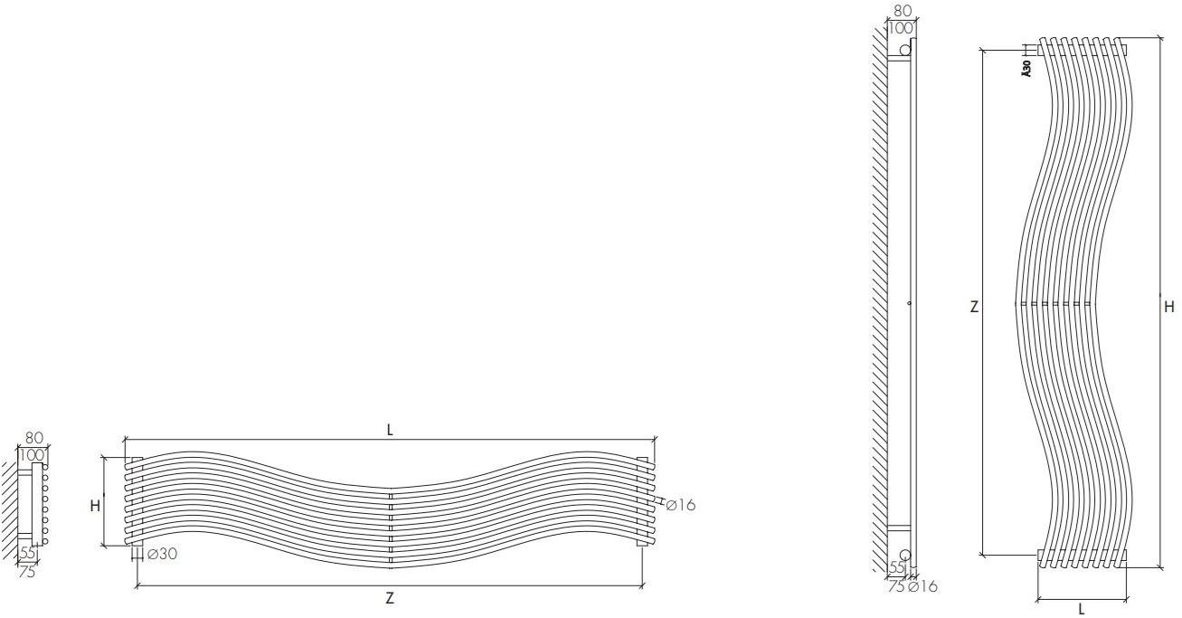 SCIROCCO H Настенный стальной горизонтальный полотенцесушитель Radiatori sun-id-1371884 - Вид №2