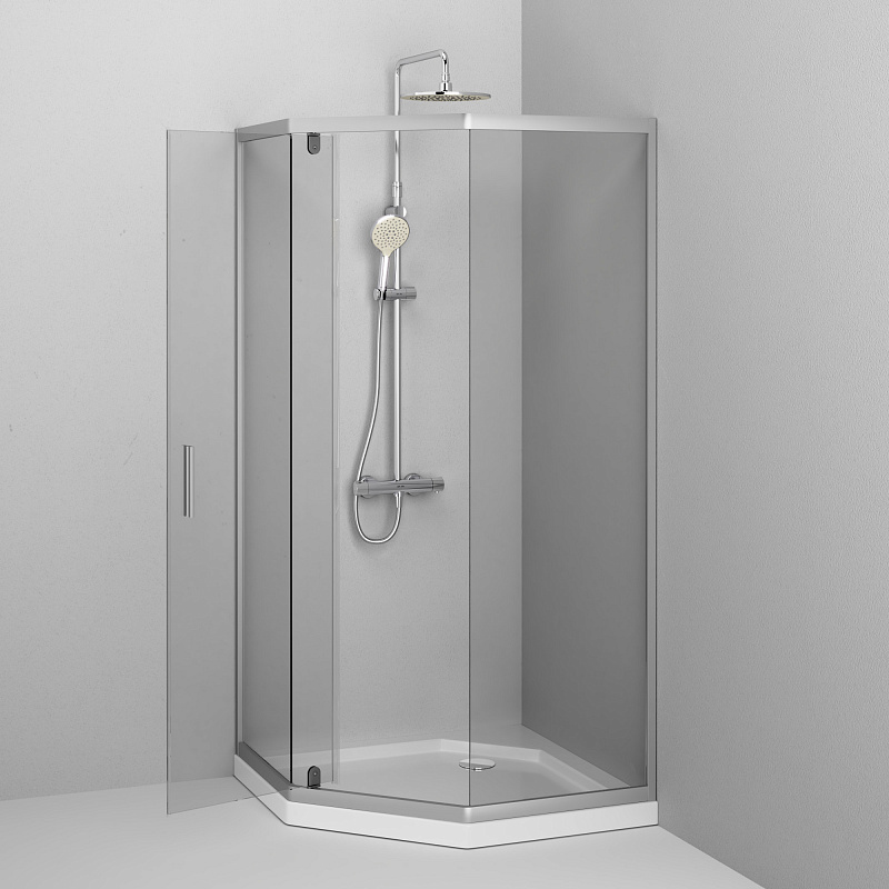 W90G-405-090MT Душевое ограждение 5-corner Pivot 90x90 стекло прозрачное профиль матовый хром AM.PM Gem - Вид №1