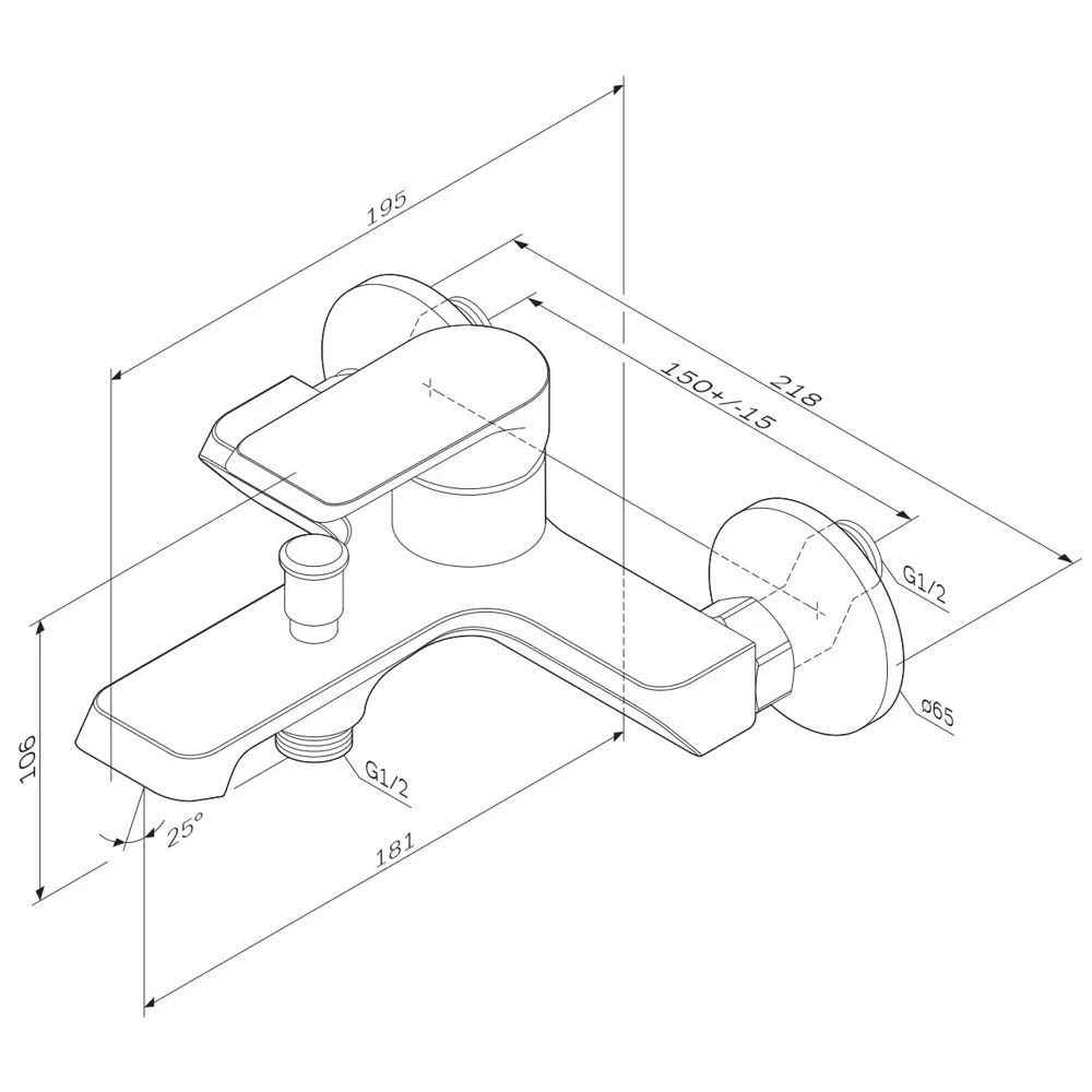 Смеситель AM.PM Flash для ванны с рычажным управлением в черном исполнении 86406013 STLM-0068683 - Вид №12