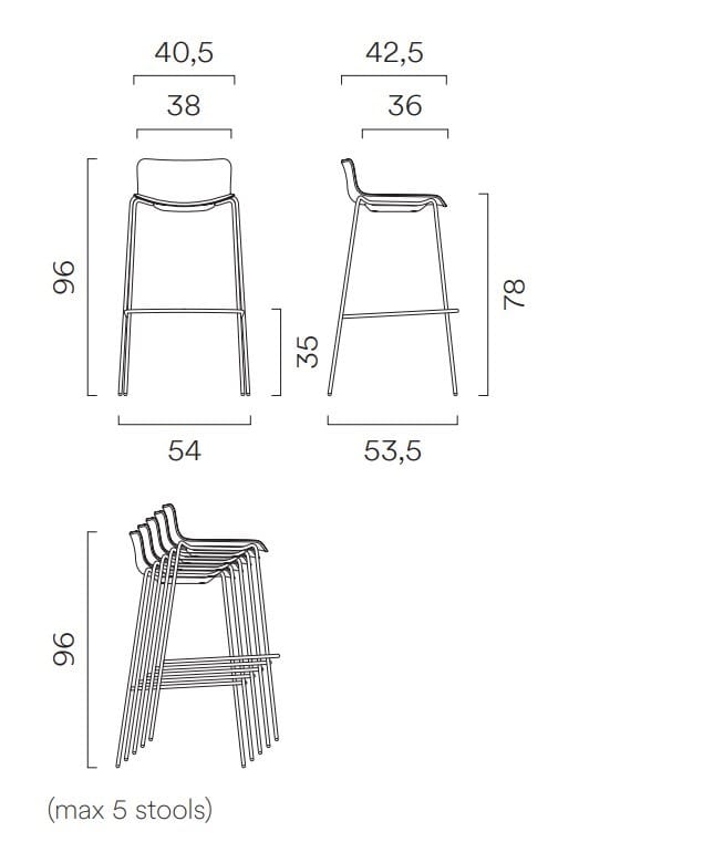 Высокий штабелируемый табурет из полипропилена с подставкой для ног FREZZA Poppea ARCH-00088107 - Вид №2