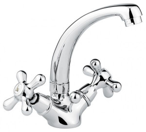 12913CO Смеситель Deco Classic 12913 с донным клапаном для раковины, цвет хром-золото