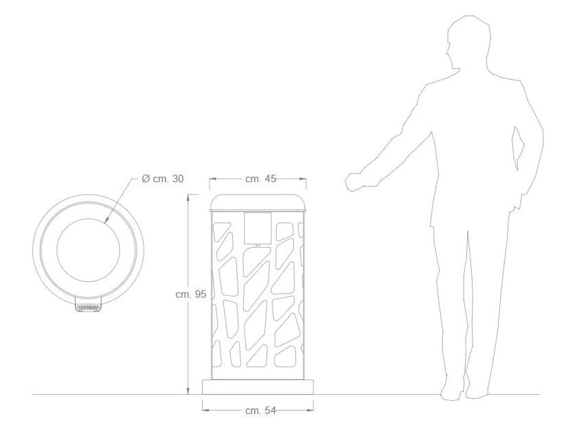Корзина для мусора из оцинкованного листового металла с пепельницей DIMCAR MAORI ARCH-00128929 - Вид №2