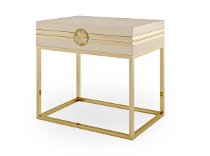 Деревянная прямоугольная прикроватная тумбочка с ящиком