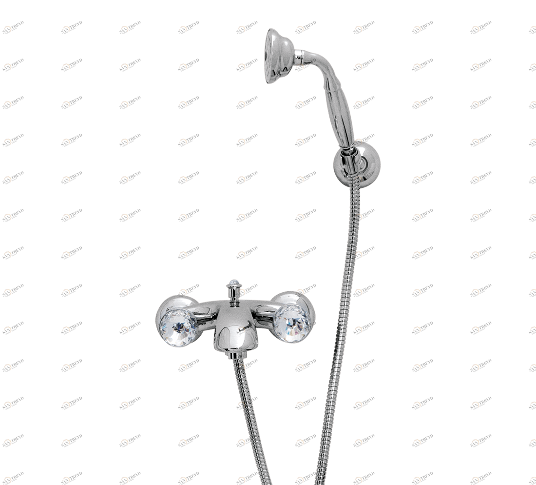 Gentry Home Смеситель для умывальника на три отверстия с выдвижным краном Crystal Хром GH102427