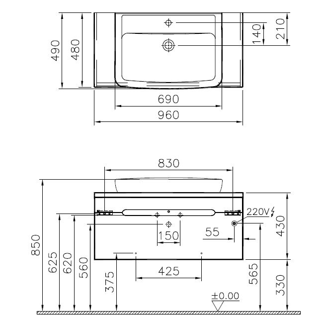 61027 Раковина Vitraglobal Folda  - Вид №1