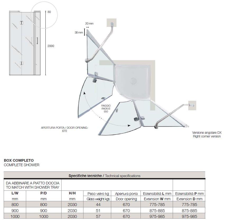 TAMANACO Полукруглая угловая душевая кабина с распашной дверцей sun-id-1445658 - Вид №2