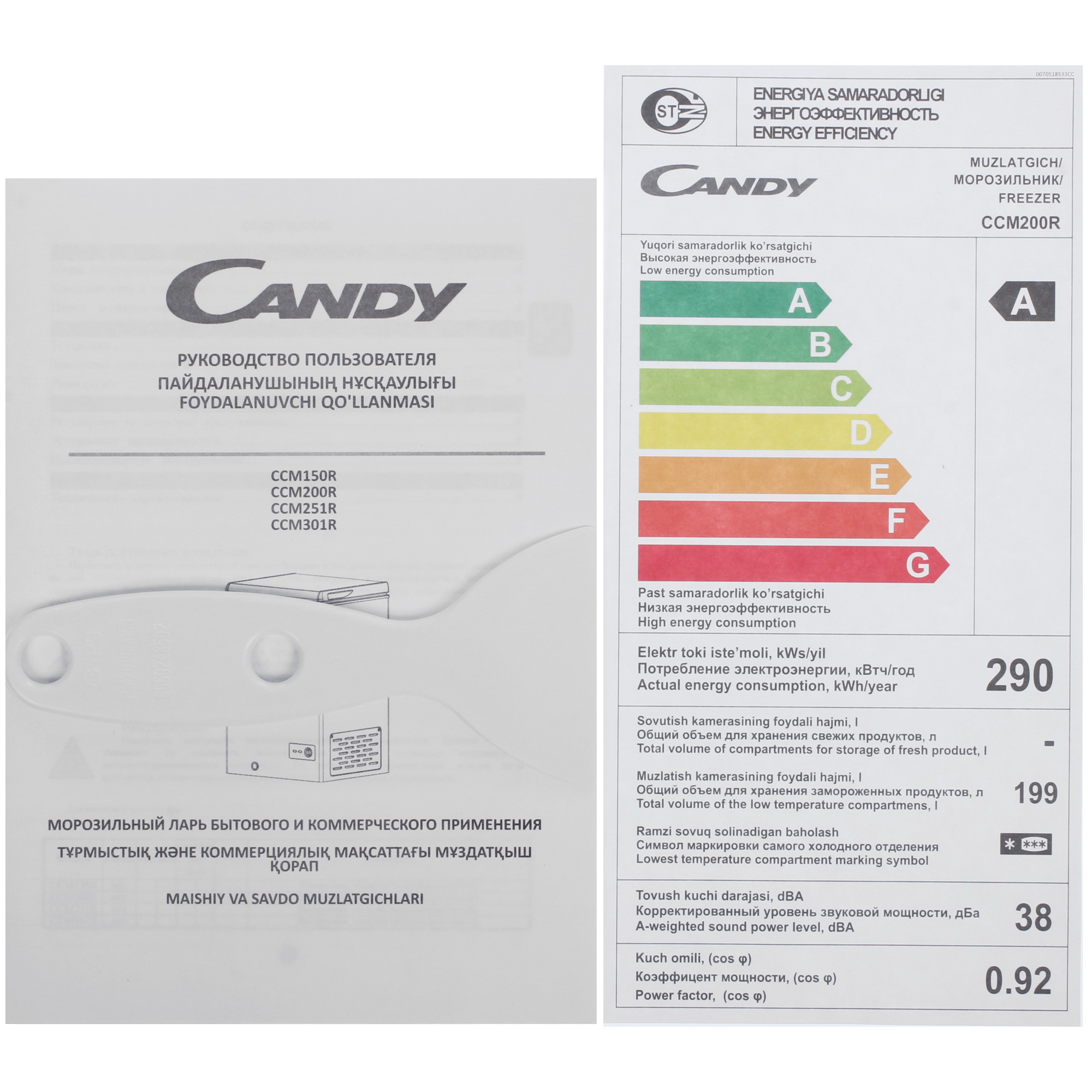 9218011 Морозильный ларь Candy CCM200R белый STDN-0075649 - Вид №8