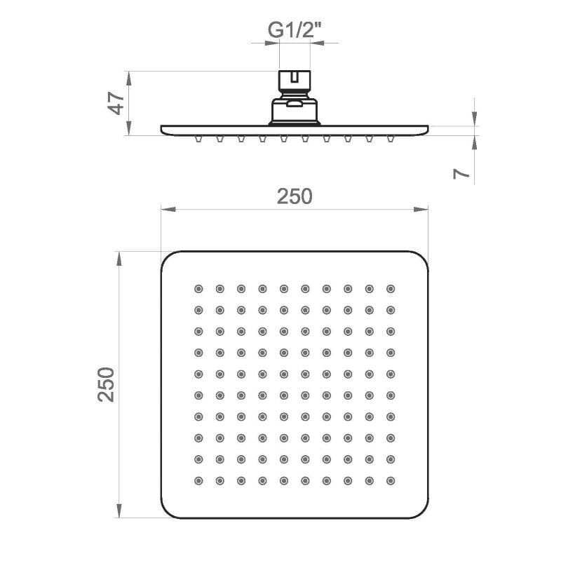 Квадратная душевая головка и металлический ручной душ Ercos Square ARCH-00114828 - Вид №8