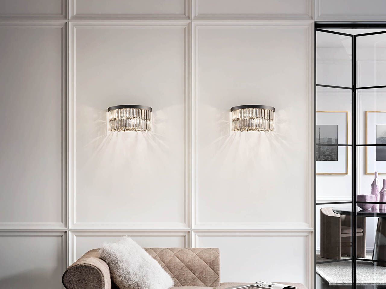 Окрашенный металлический настенный светильник с кристаллами Masiero палладий ARCH-00055347