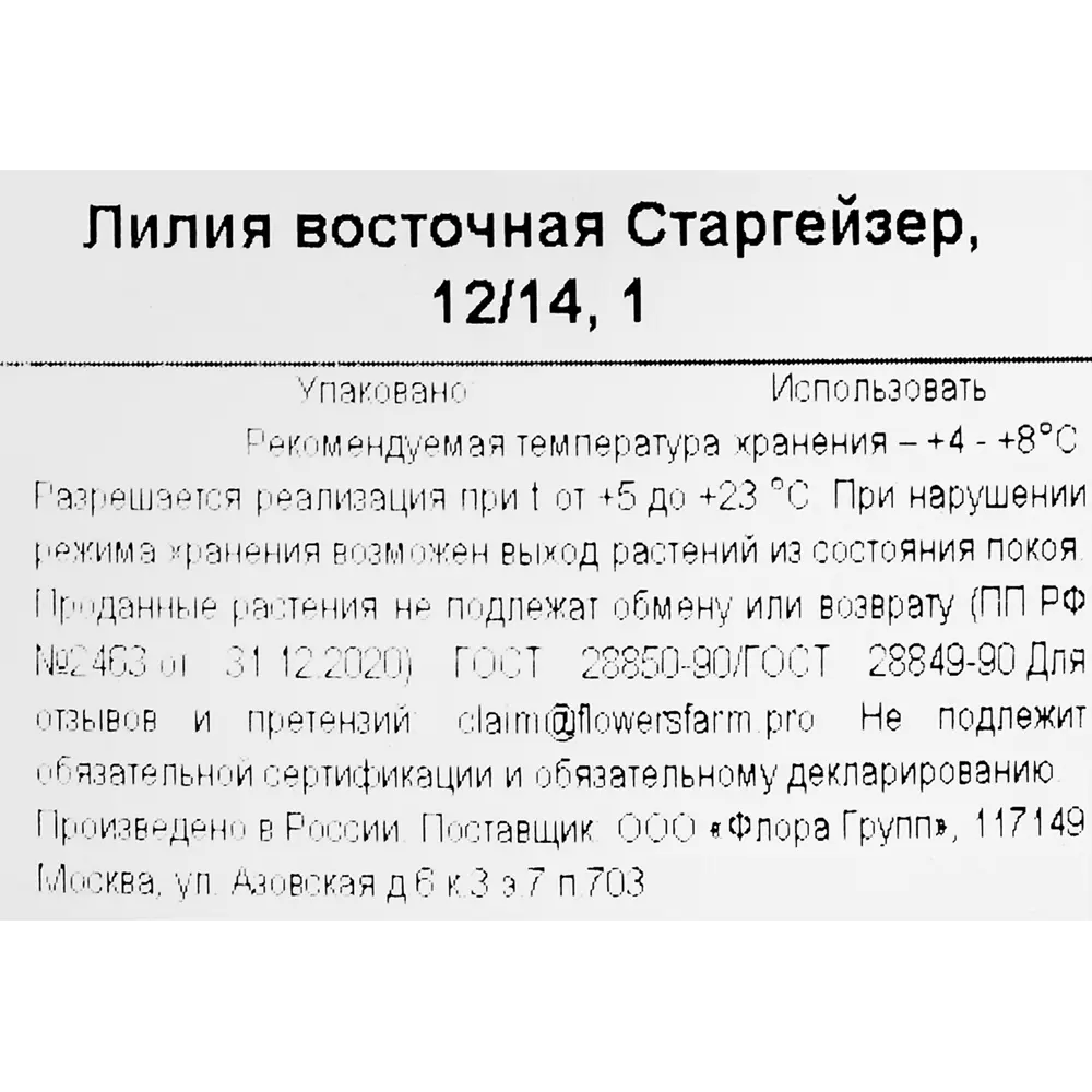 Лилия восточная Старгейзер 86735727 STLM-2110008 Santreyd  - Вид №2