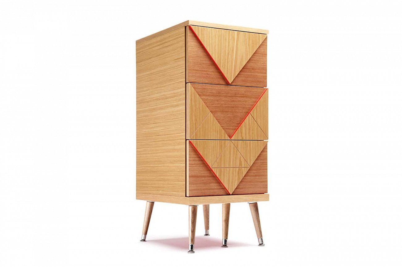 Комод с ножками и 3 ящиками дуб Slim Woo WOODI  00-3965941 Бежевый;дуб сонома  - Вид №2