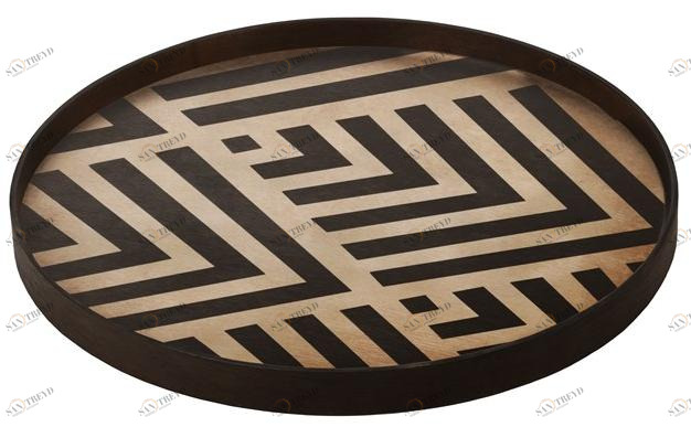 Ethnicraft Круглый деревянный поднос Urban geometry sun-id-1472400