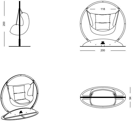 Samuele Mazza Outdoor Кресло-качалка из смолы с железной структурой Aldebaran resin sun-id-1456903 - Вид №3