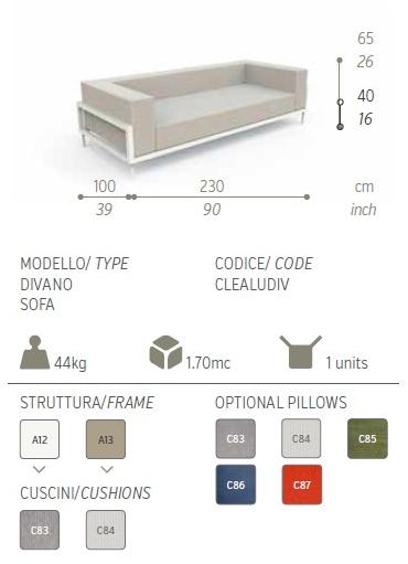 Talenti 3-х местный тканевый садовый диван Cleo alu sun-id-1513207 - Вид №5