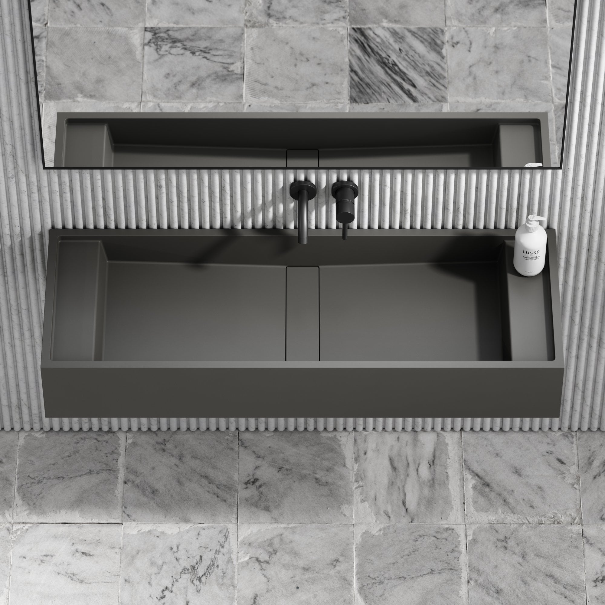 Двойной подвесной умывальник из смолы LUSSO MARMO ARCH-00077130 - Вид №1