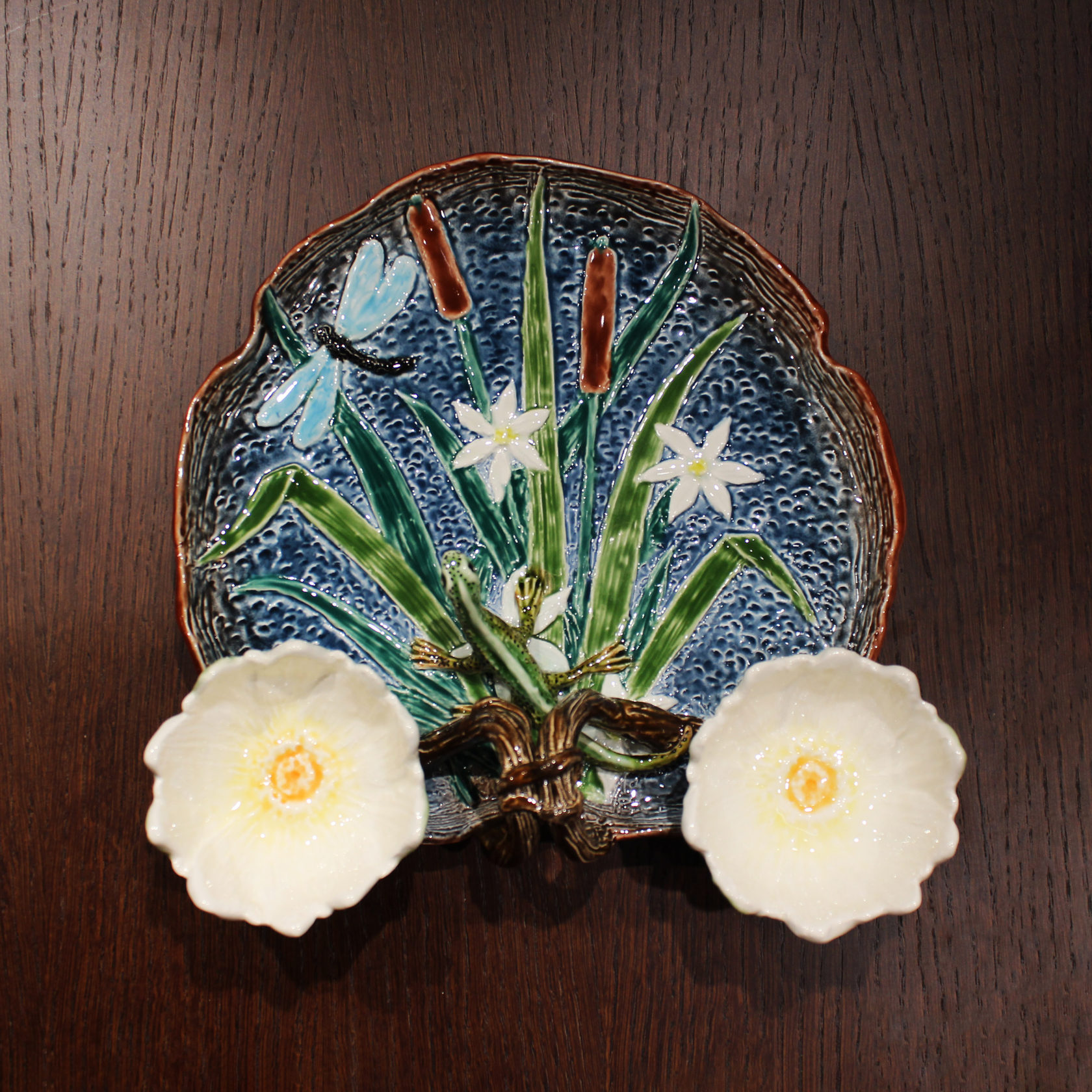 Блюдо для закусок (с двумя кувшинками) Синий/Зеленый PROVANSFAIENCE sun-id-994642 - Вид №2