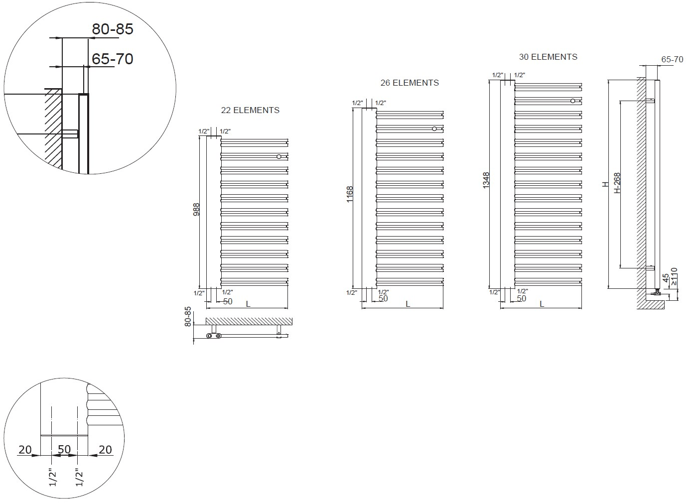 CORDIVARI Полотенцесушитель из углеродистой стали Neo design sun-id-1404566 - Вид №2