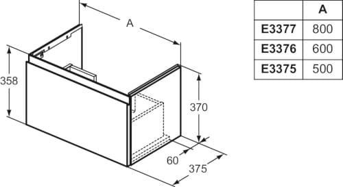 Одноместный подвесной умывальник с ящиками Ideal Standard Finesse ARCH-00029869 - Вид №39