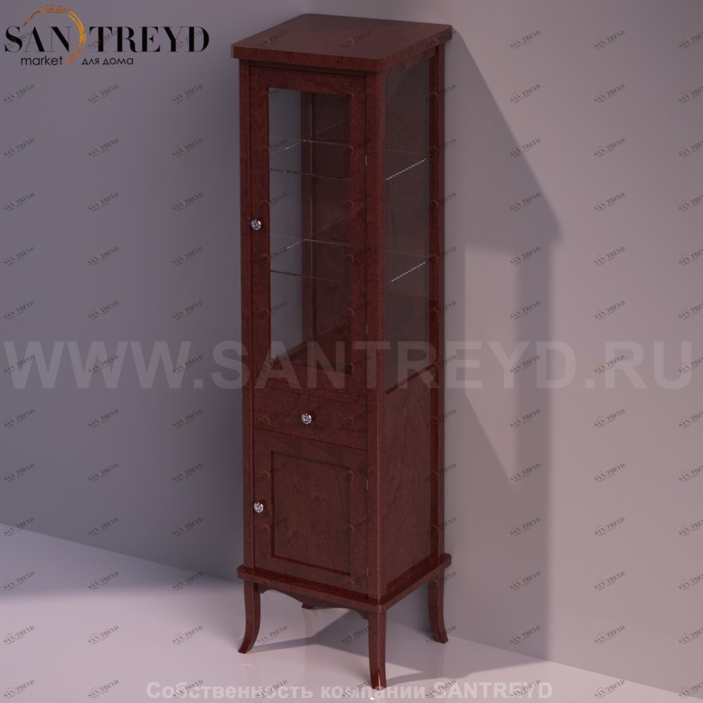 Шкаф с витриной и ящиком ARCADE орех Simas ARMV2NOCE