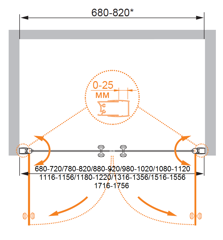Душевая дверь в нишу CEZARES ELENA-W-B-2-100-P-Cr - Вид №5