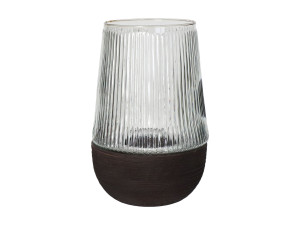 Деревянная и стеклянная ваза / подсвечник