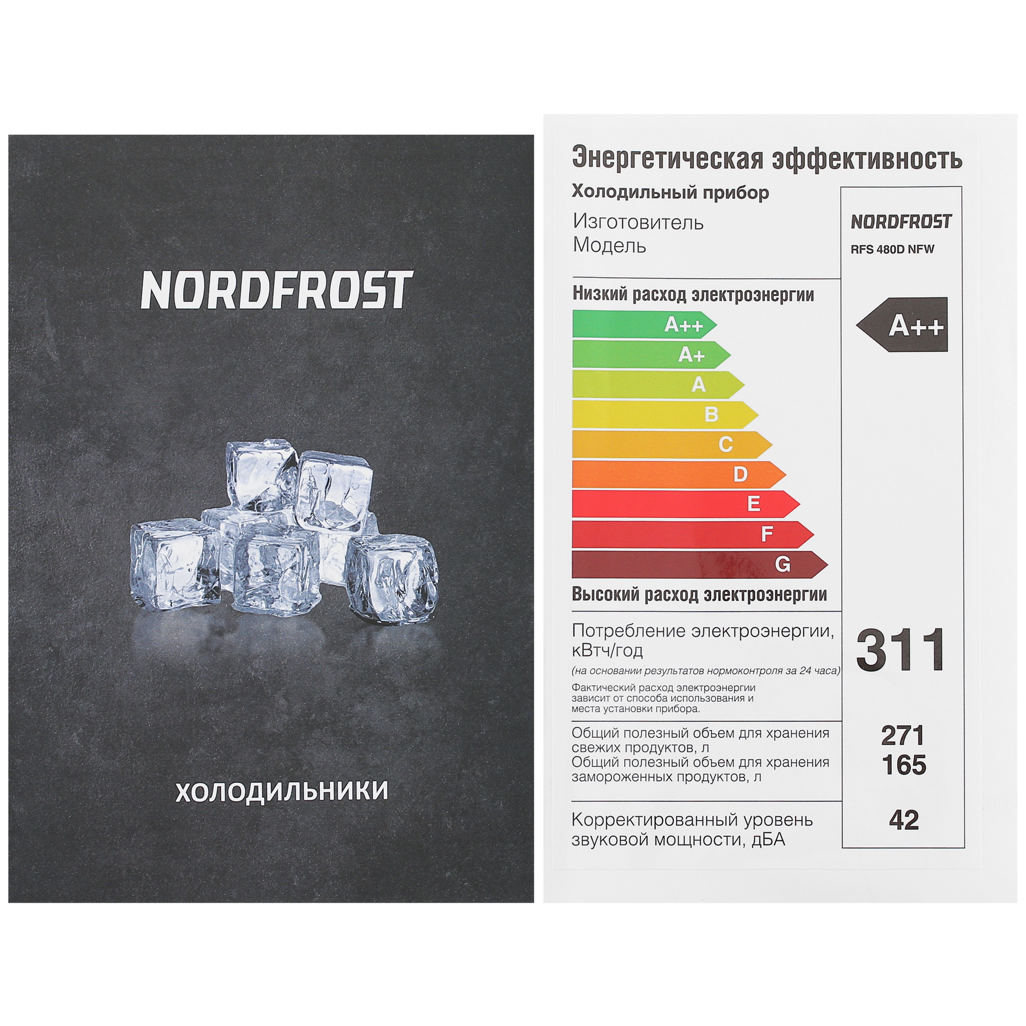 9069186 Холодильник Side by Side   Nordfrost RFS 480D NFW белый STDN-0084523 - Вид №11