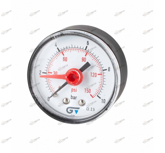 GENEBRE 3818 010 Манометр Ø 53, красный индекс, задний штуцер 