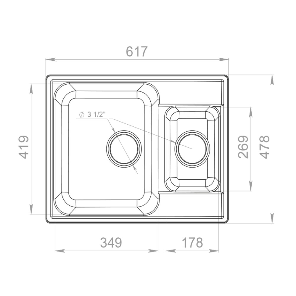 RQ233 шоколад Мойка кухонная прямоугольная Raiber  - Вид №1
