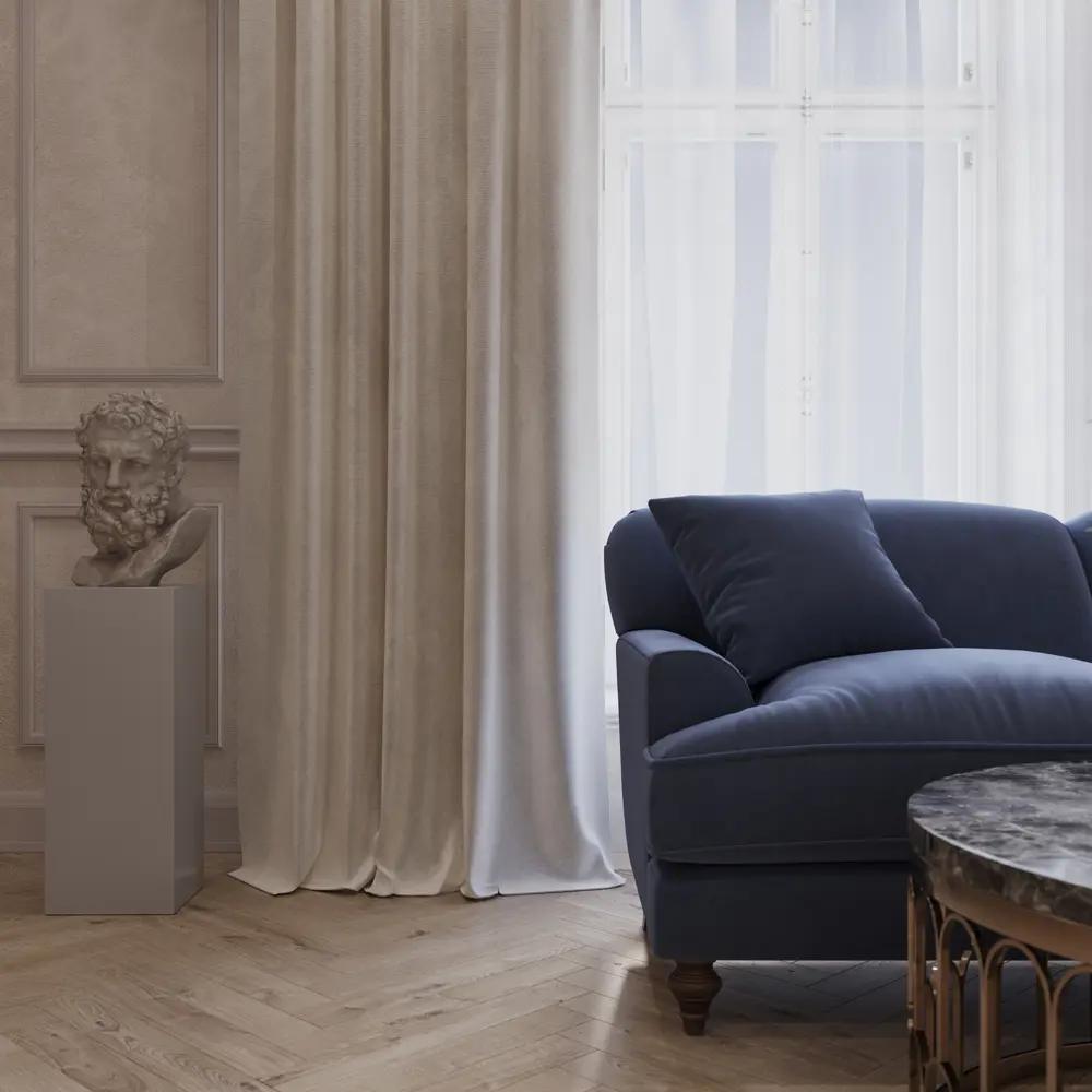 Штора на ленте бархат 230x280 см цвет серый LINEN WAY STLM-2039208