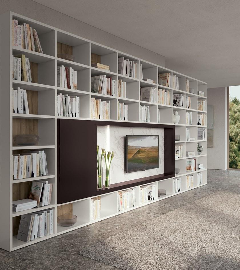 Febal Casa Открытый книжный шкаф из меламина с подставкой под телевизор sun-id-1428373 - Вид №2