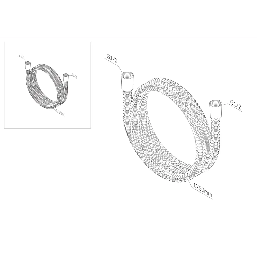 Душевой шланг AM.PM 175 см матовый черный с защитой от перекручивания 89409676 STLM-1568564 - Вид №1