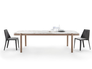 Деревянный прямоугольный стол с мраморной столешницей