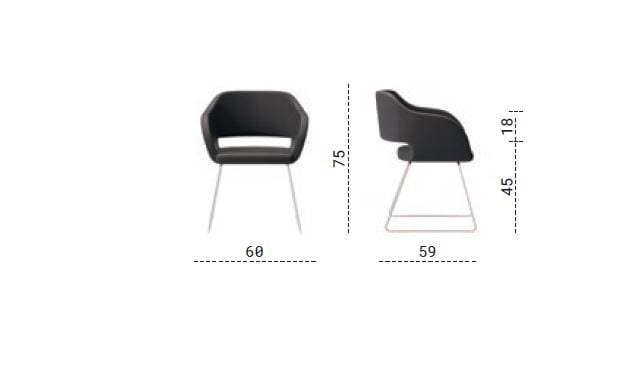 Стул для салазок из ткани с подлокотниками для залов ожидания Las Mobili REGIA ARCH-00100827 - Вид №2