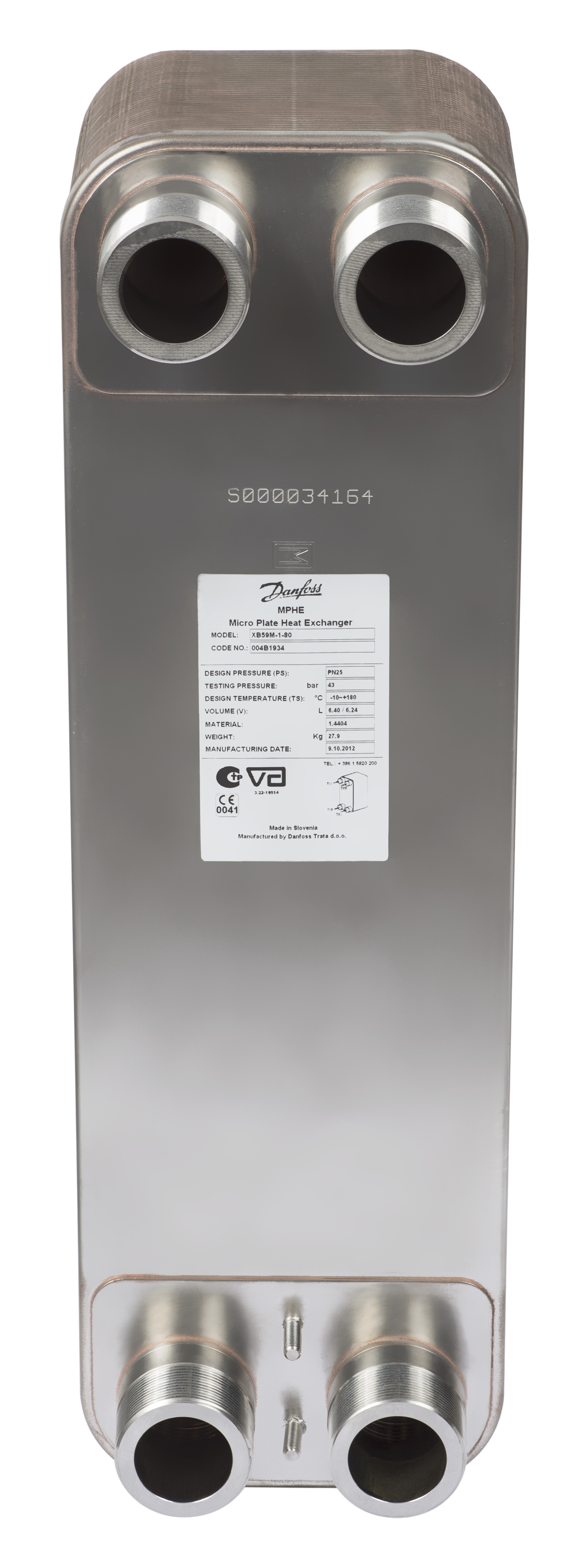 Danfoss Паяный пластинчатый теплообменник серии XB59M XB 59M-1-60 Паяный ТО 004B1932  - Вид №52