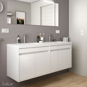 84996 SALGAR Мебель для умывальника NOJA 1400 WHITE GLOSS LACQUERED + Раковина Глянцевый белый