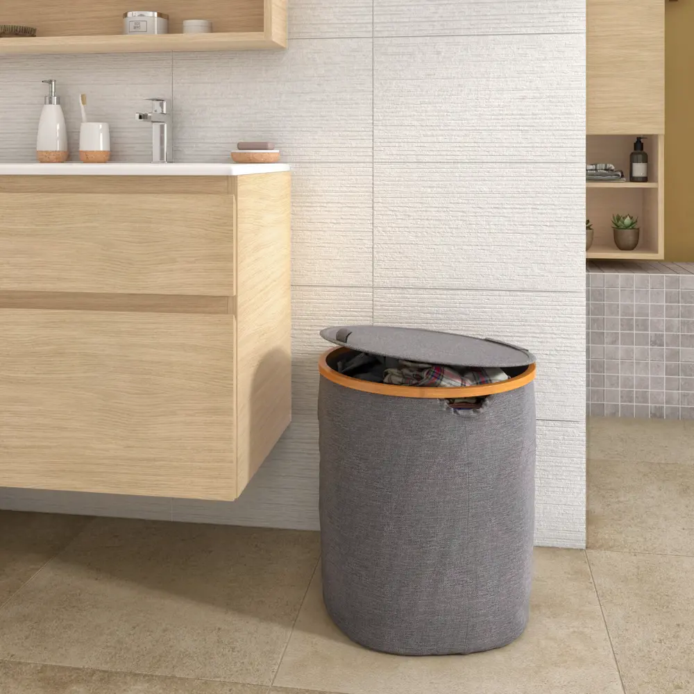Корзина для белья Sensea Scandi круглая цвет серый 82907854 STLM-2162817 Laundry - Вид №9