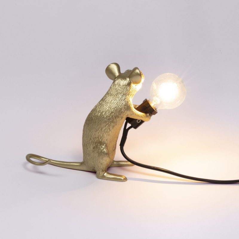 Настольная лампа 12,5х5 см золотая Mouse Lamp Gold Mac 15071 GLD SELETTI ЖИВОТНЫЕ, МЫШЬ 00-3882458 Золото  - Вид №5