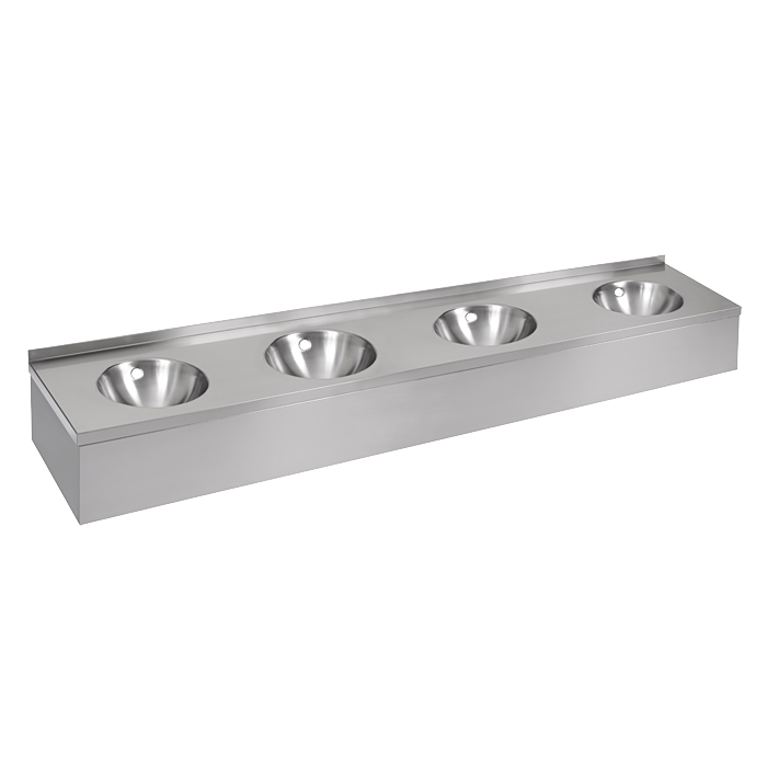 93607 Нержавеющий подвесной умывальник с 4 чашами с облицовкой SANELA 