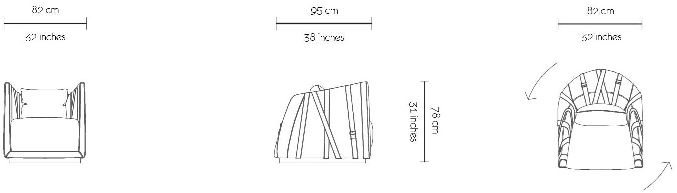 MORADA Поворотное кожаное кресло с подлокотниками Bond Bond acsw - Вид №3