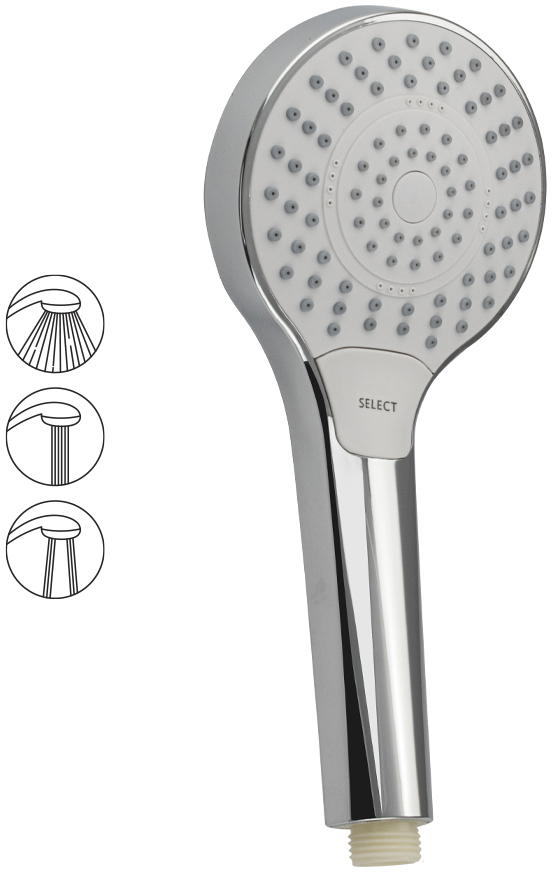 GFmark - Лейка душевая, массажная, с кнопочным переключением, 3 режима, код: 6018