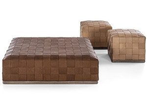 Кожаный квадратный пуф